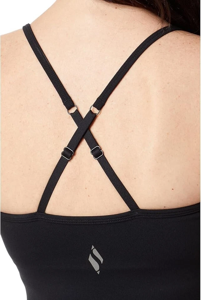 Sujetador Skechers Mujer Negro Incorporado Goflex Espalda Cruzada Estante Sujetador Cami Top Talla 2XL Foto 3 de 4