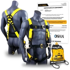 KwikSafety HURRICANE Safety Harness ANSI Fall Protection 3D Ring + Back Support
