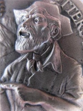 1-OZ.LONGINES STERLING SILVER CALIFORNIA GOLD SUTTERS MILL 3D RELIEF COIN + GOLD