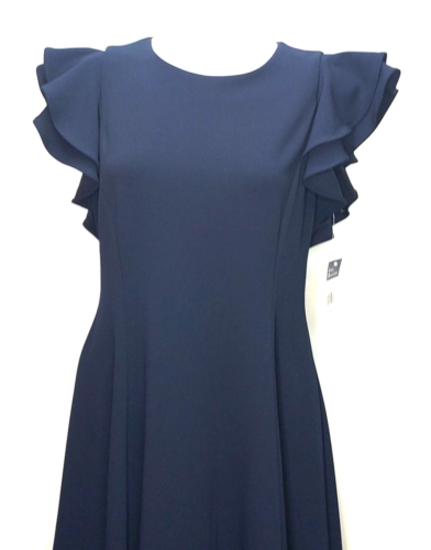 Chaps dunkelblau Fit & Flare Flatterärmel Kleid Damengröße 12 neu mit Etikett - Bild 2 von 14