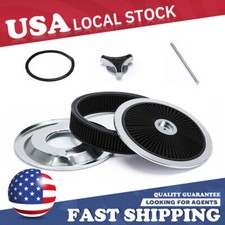 14x3 Black High Flow Thru Washable Air Cleaner Flat Sbc Bbc Hot Street Rodford