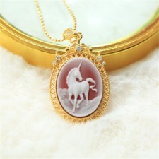 F18 Einhorn Pferd Perlmutt Achat rot Anhänger Silber 925 vergoldet