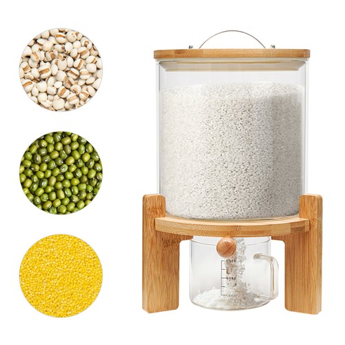 5L Rice Dispenser Grain Container Cereal Storage Dry Food Glass Bottle w/ Valve - Picture 12 of 24