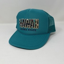 Vintage 90s Hawaii Souvenir Foam Mesh Snapback Trucker Cap Blue OSFA Unisex VTG