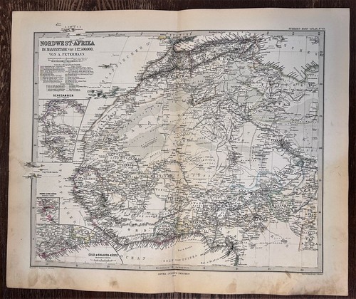 Westafrika Guinea Marokko Sahara Wüste Benin 1879 Petermann detaillierte Karte - Bild 2 von 5