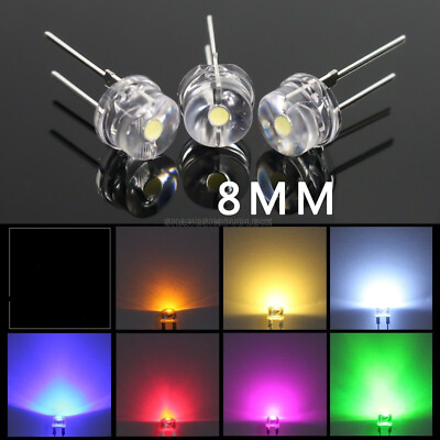 10PCS Green Blue Yellow Red White 8MM Straw Hat 0.5W LED Light Emitting Diode
