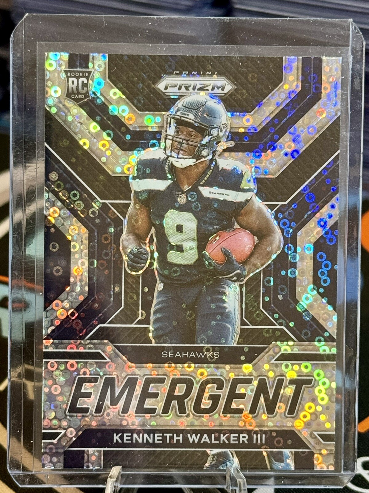 2022 Prizm Kenneth Walker III RC Emergent No Huddle Disco #E-12 Seahwaks Rookie