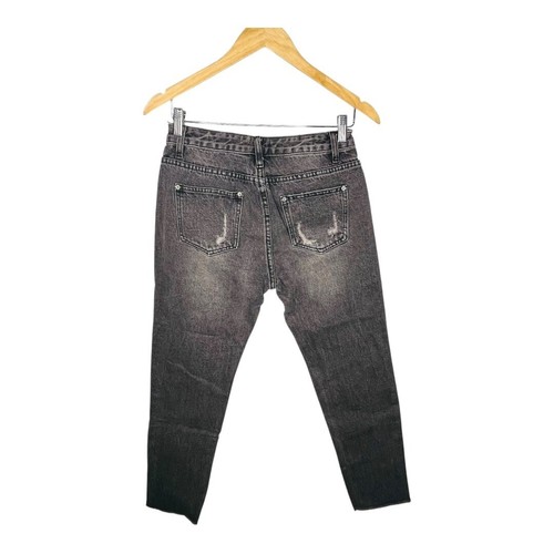POL High Rise Distressed Jeans Frayed Hem Black Wash Gray Denim Women Size Small - Picture 10 of 16