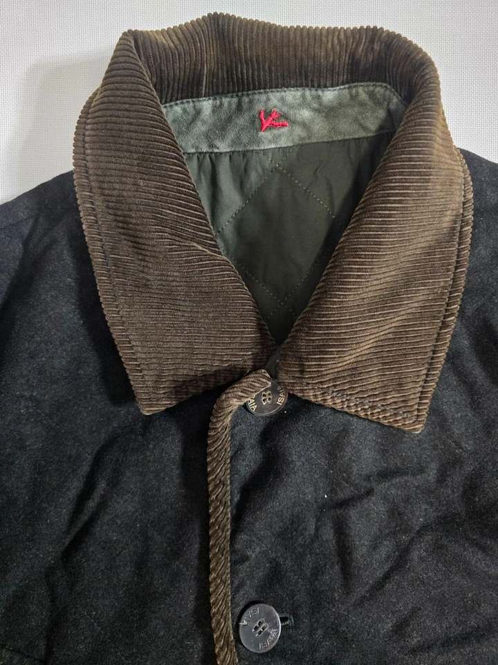 Chaqueta para hombre ISAIA Napoli reversible acolchada cuello pana franela 100 % lana Foto 2 de 4