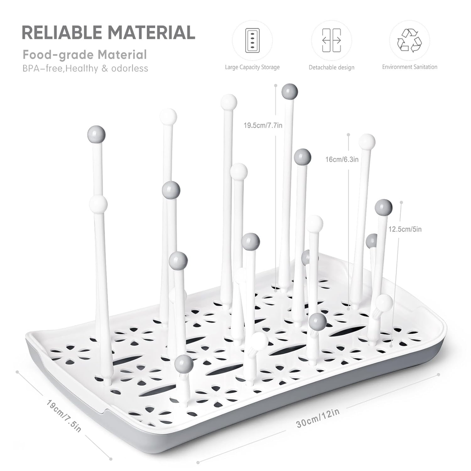 Baby Bottle Drying Rack with Tray, High Capacity Bottle Dryer Holder