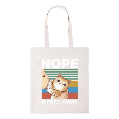 Nope 6 Feet Away lustige Katze Meme Katzenliebhaber Tragetasche