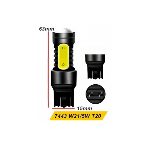 2 x T20 7443 12v Yellow Dual Brightness LED 5smd COB super Bright (2pcs) - Picture 3 of 8