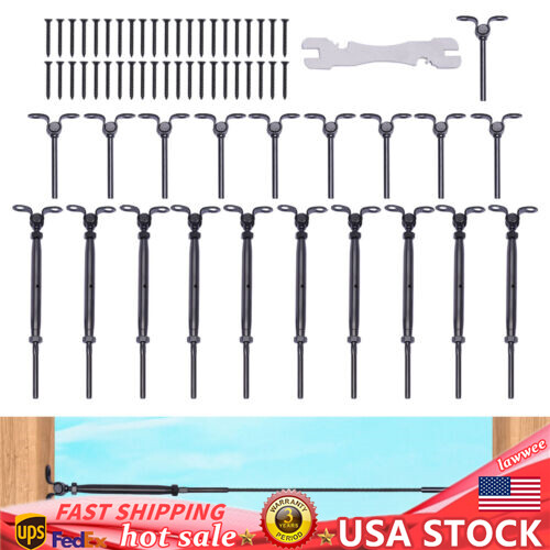 10x Black Cable Railing Kit T316 Stainless 1/8