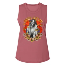 Janis Joplin Flower Collage Women's Muscle Tank T Shirt Rock & Soul Music