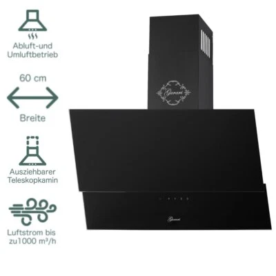 Dunstabzugshaube 60 cm 1000m³/h TouchControl kopffrei Gurari GCH 268 BL 6 Prime