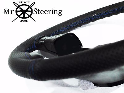 For Fiat Strada 04+ Genuine Perforated Leather Steering Wheel Cover Blue Double Stt