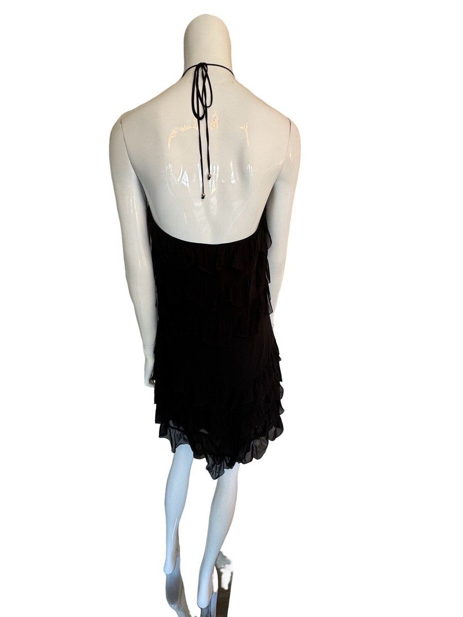 Tracy Reese Women's Silk Ruffle Tier Halter Mini Dress Black Size 6 | eBay