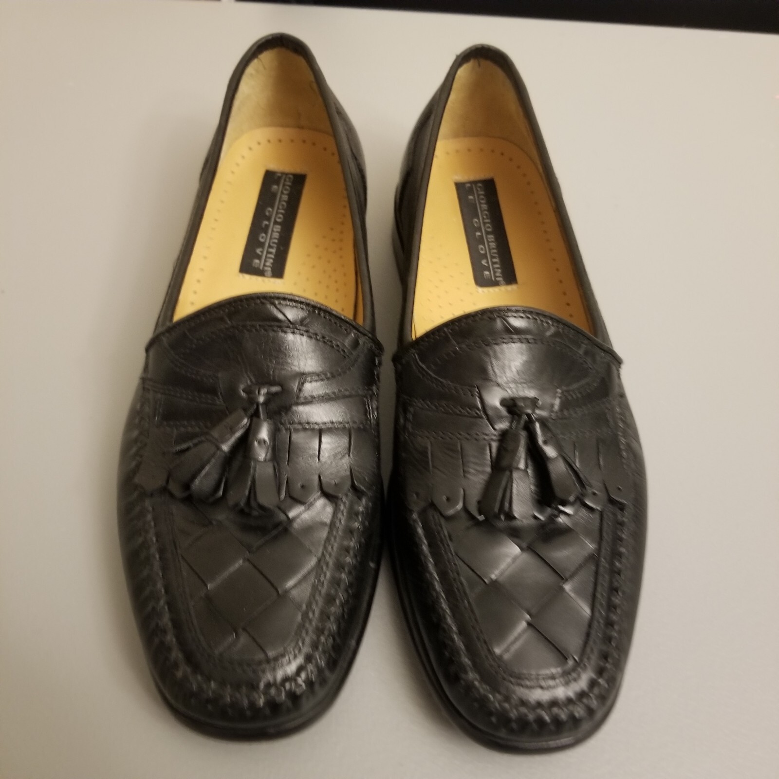 Men's Shoes Black Leather Brutini Le Glove Tassel Loafers Size 8 eBay