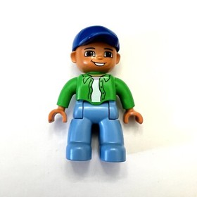 Lego Duplo 5654 Fishing 5506 Medium Legs Bright Green Top Blue Cap Male Figure