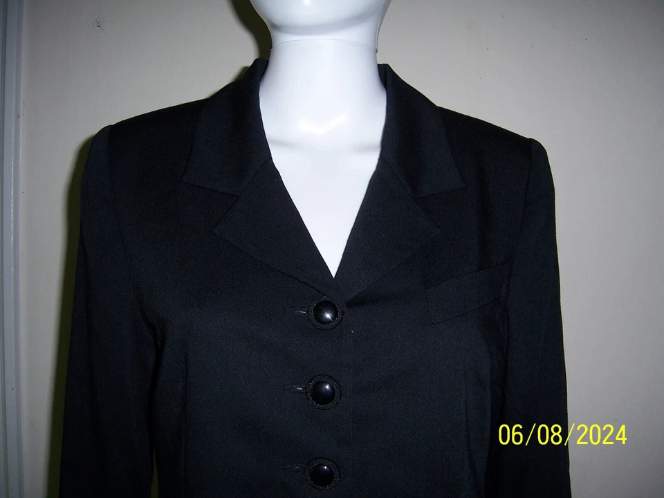 Vintage Hugo Buscati Wool Blend Blazer 5Button Front Single Breasted Black Sz 8P - Image 2 of 4