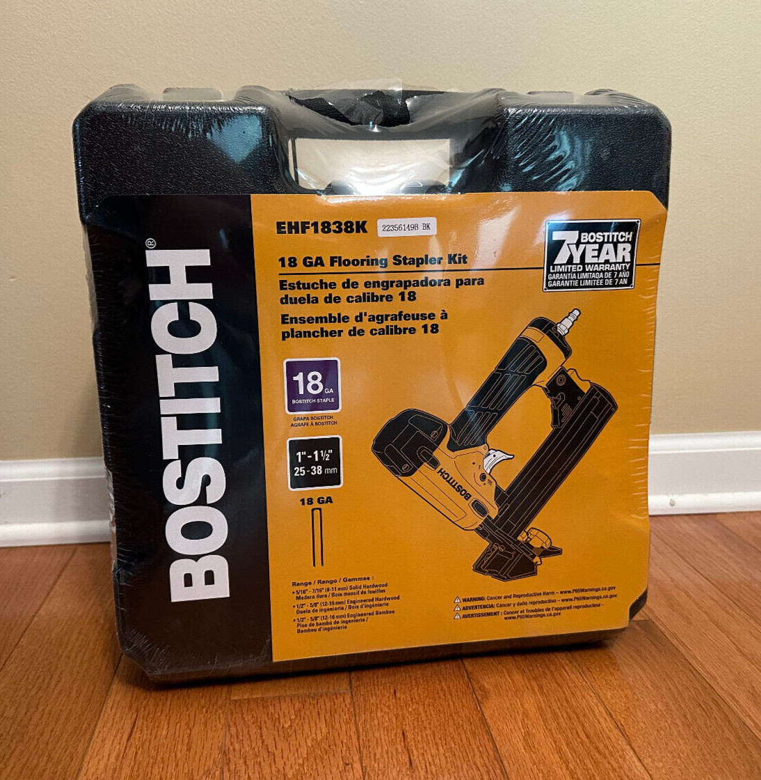 NEW Bostitch EHF1838K 18-Gauge Flooring Pneumatic Stapler, E
