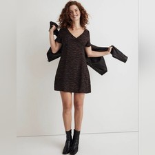Madewell - V-Neck Mini Dress in Abstract Animal - Size 8 medium