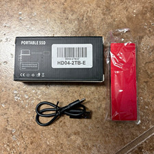Portable External SSD 2TB USB-C Red HD04-2TB-E Shockproof for PC/Laptop