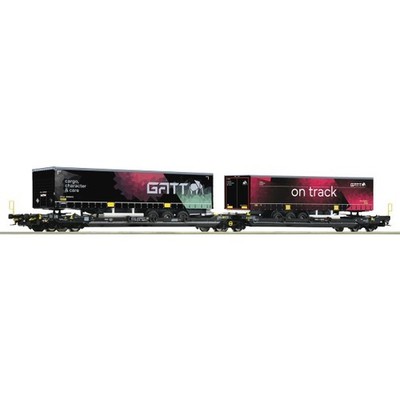 Roco 6600170 H0 Doppeltaschen-Gelenkwagen + LkW-Auflieger Sdggmrs 738/T3000e Neu