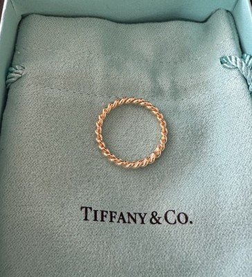 【TIFFANY&Co.】18k Gold Twist Ring 1995 Vintage Tiffany & Co. 18k Yellow Gold Twisted Rope Band Ring Size