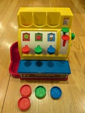 Retro 2015 Fisher Price Cash Register with 4 Coins Working Bell  Drawer Tested