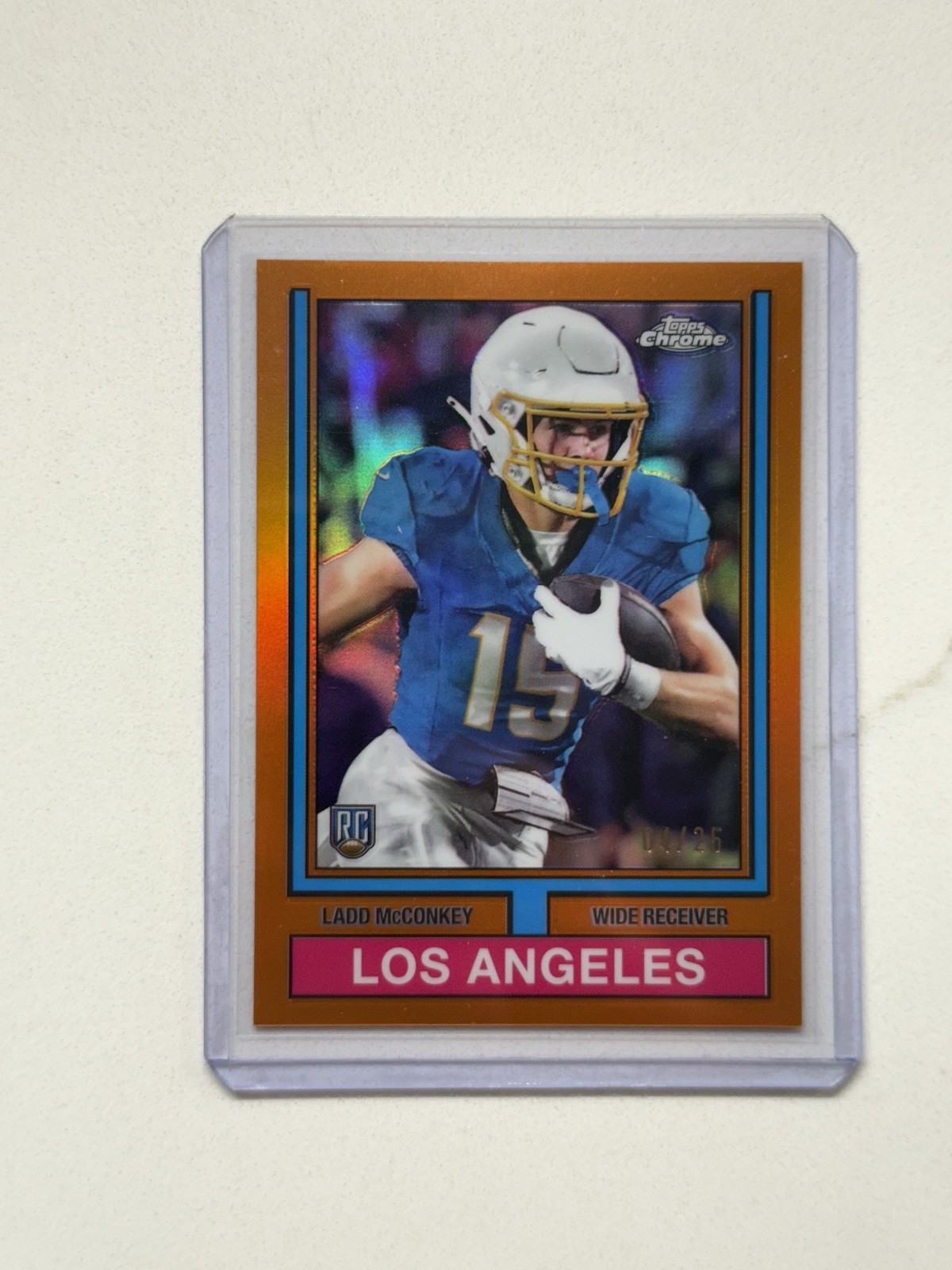 Ladd McConkey Topps Chrome 1974 Topps Football #74TF10 Orange Refractor