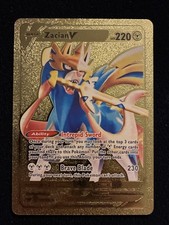 Carta Pokemon Zacian V 220HP Gold Foil Fan Art 138/202 LP