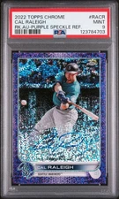 2022 Topps Chrome Cal Raleigh Purple Speckle Auto /299 RC MVP MINT! PSA 9