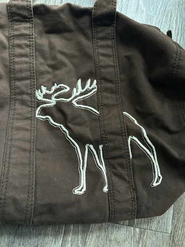 VTG Abercrombie Brown Embroidered Moose Duffle Bag Y2K - Picture 4 of 6