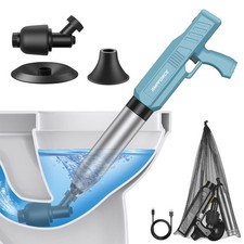 Electric Toilet Plunger Heavy Duty Clog Remover Dusty Blue 90413 AMPFORCE