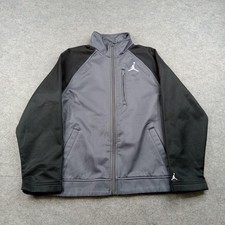 Jordan Jacket Youth Medium 10-12 Gray Black Softshell Track Fleece Jumpman Logo