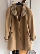 Wollmantel Wolljacke Schurwolle True Vintage Retro kariert Schulterpolster Beige