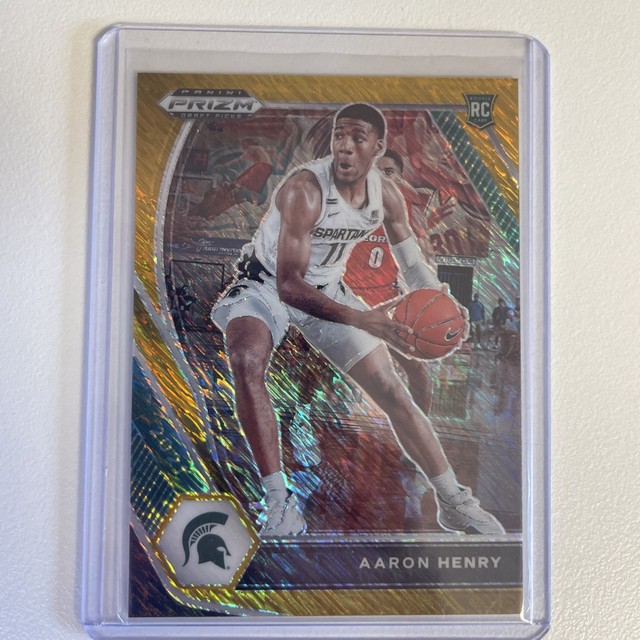 2021 Prizm Aaron Henry Gold Shimmer /10 Michigan State Spartans