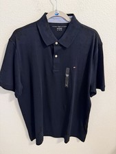 Tommy Hilfiger Men's XL Regular Navy Solid Short Sleeve Collared Polo Logo