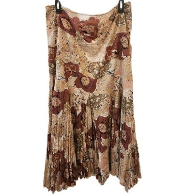 Vintage Boho Shabby Chic Fit & Flare Floral Maxi Skirt By Tapemeasure Sz 14 