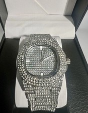 NEW Men's ORUSS KR15 Watch 40mm Silver AP Style Luxury Bling Simulated Diamond