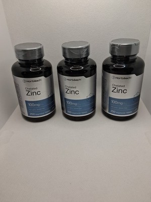 Horbaach Chelated Zinc 100mg Per Serving Exp 3/27 Getting 3 Bottles 250x3