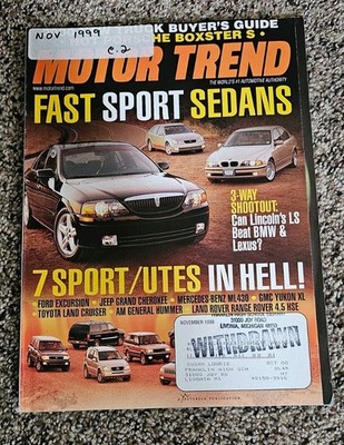 Motor Trend - November 1999 - Vol.51 #11 -Fast Sport Sedans Lincoln LS BMW Lexus