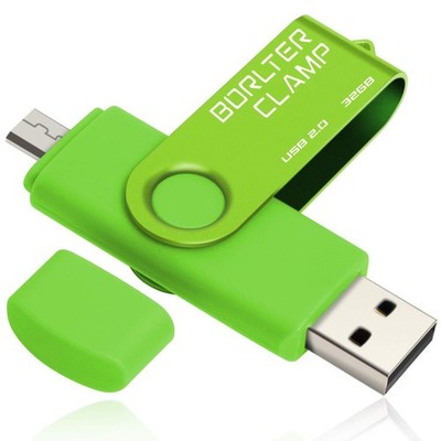 BorlterClamp 32GB USB Flash Drive Dual Port Memory Stick, OTG Thumb Drive wit...