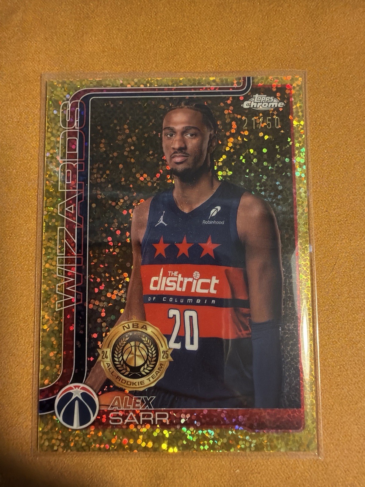 2025 Topps Chrome Alex Sarr Gold Speckle Image Variation All-Rookie 21/50