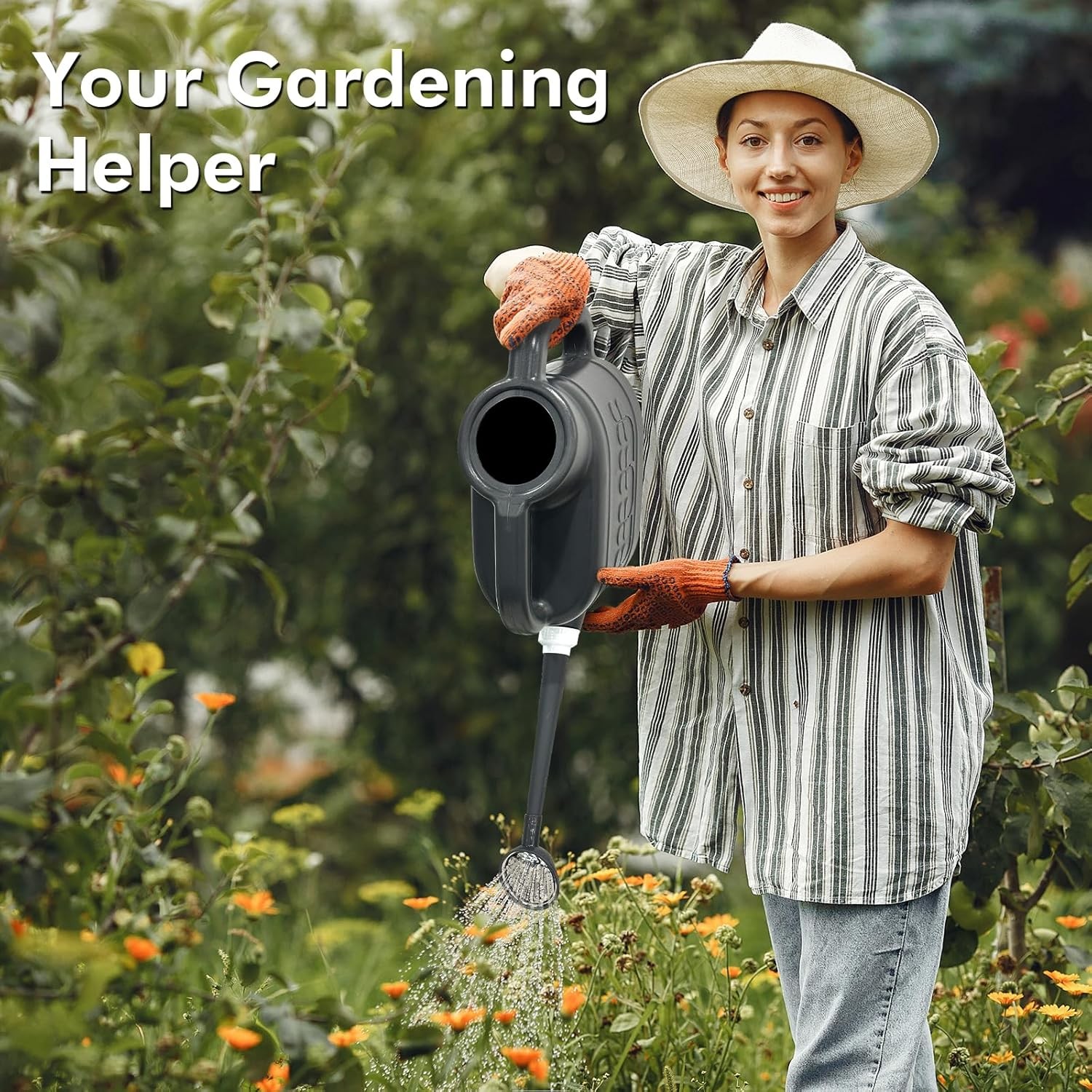 2 Gallon Watering Can with Removable Spout & Steel Sprinkler Head for Garden