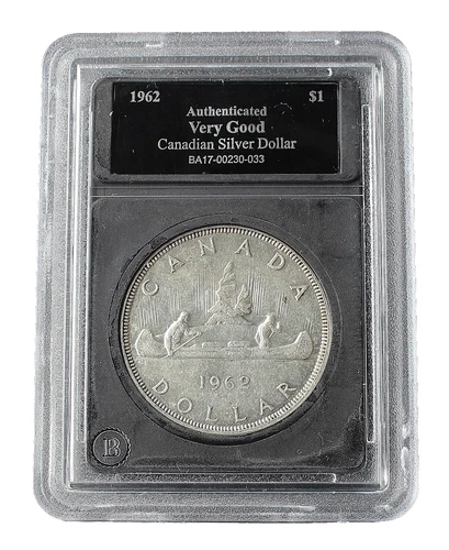 1962 Canadian Silver Dollar - Voyageur Canoe - Sealed Case 80% Silver