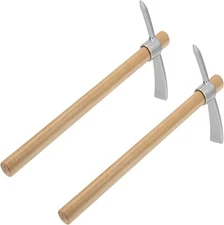 2 Pack 16 Inch Garden Pick Axe, Stainless Steel Hoe with Hardwood Handle, Pick M