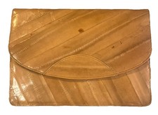 Genuine Eel Skin Tan Clutch Purse Handbag Clean Interior Made In Korea READ
