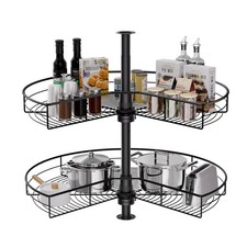 Corner Cabinet Lazy Susan 2 Tier 360 Rotating Kitchen Organizer Black